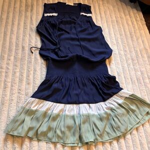 Ramy brook navy and seafoam green dress - L